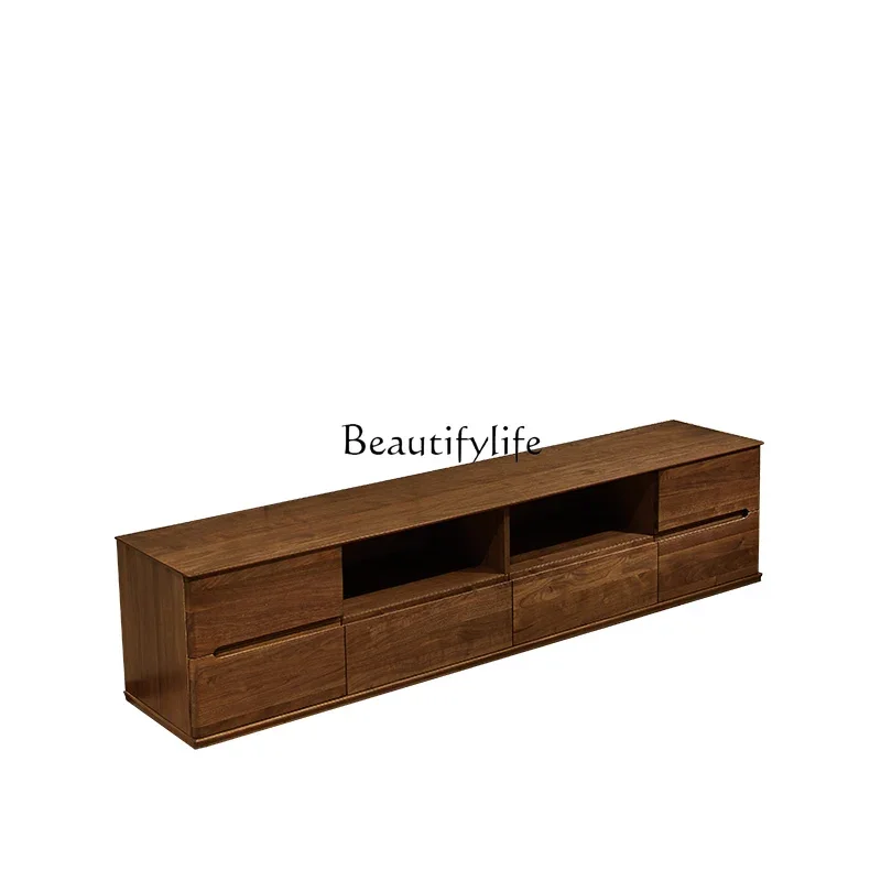 

North American black walnut TV cabinet simple modern Italian light luxury solid wood furniture