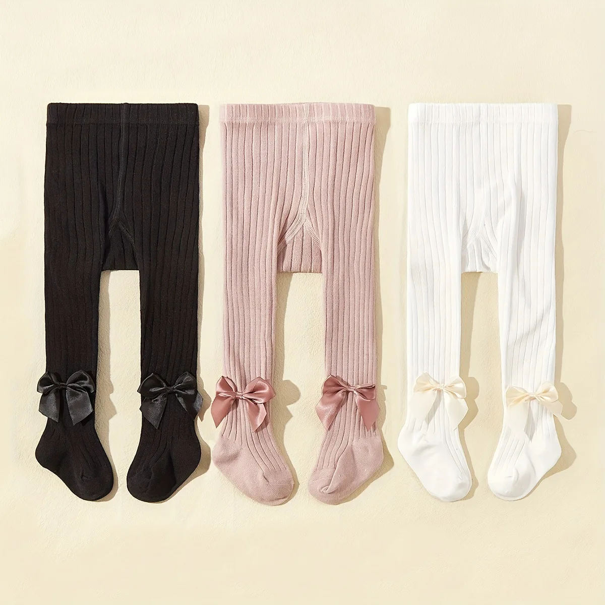 3PCS/Set Kids Tights Spring Autumn Princess Bow knot Girls Fashion Comfortable Breathable Cotton Pantyhose for Babies Stocking
