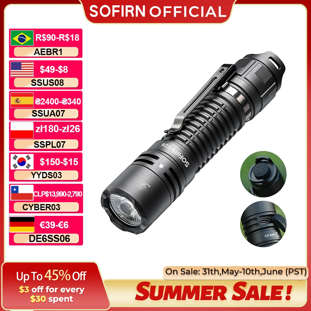 sofirn-sc28-強力な光戦術-xhp50b-hd-充電式懐中電灯-2800-ルーメンランタン-edc-トーチ-ipx8-狩猟釣り用