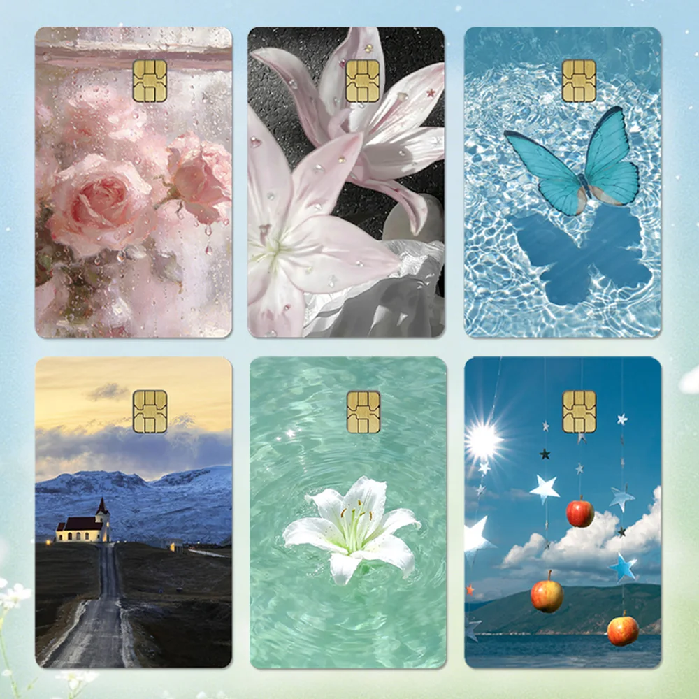 

Dreamy Limpidity Scenery Flower Butterfly Credit Debit Card Sticker Bus Pass DIY Waterproof Small Chip Film Sticker Decoration