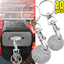 1/20Pcs Shopping Cart Trolley Tokens Key Ring Mini Metal Silver Color Keychains Remover Coin Label Stainless Steel Decoration