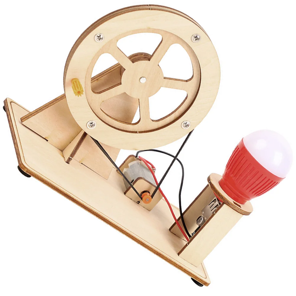 1세트 나무 손 발전기 DIY 조립 교육용 전기 발전 키트 어린이 학습용