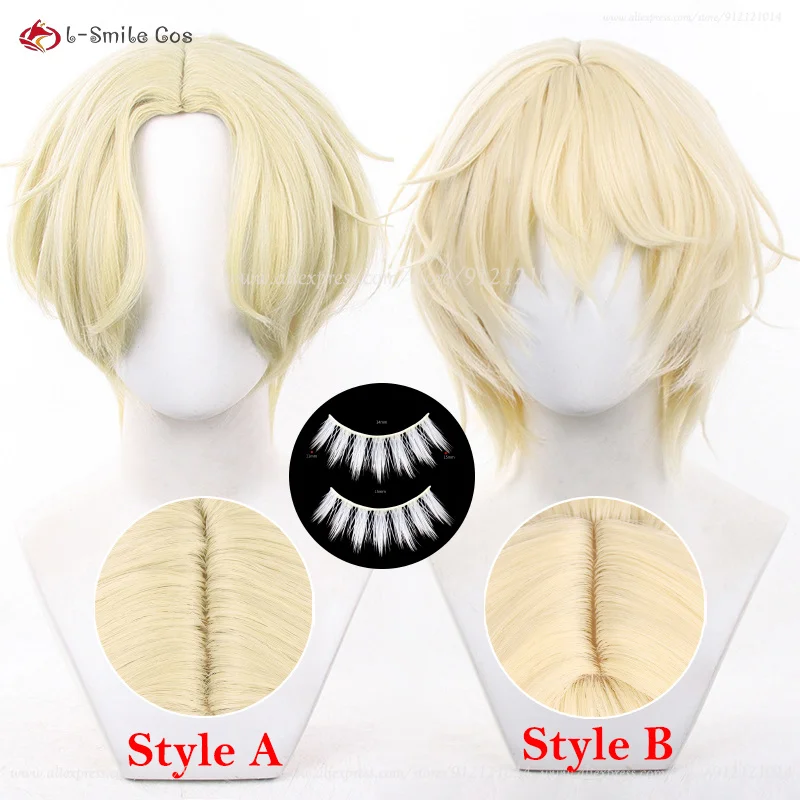 2 Styles Luka Wig 35cm Short Goledn Hair Luca Luka Cosplay Anime Cosplay Wig Heat Resiatant Synthetic Hair Halloween + Wig Cap