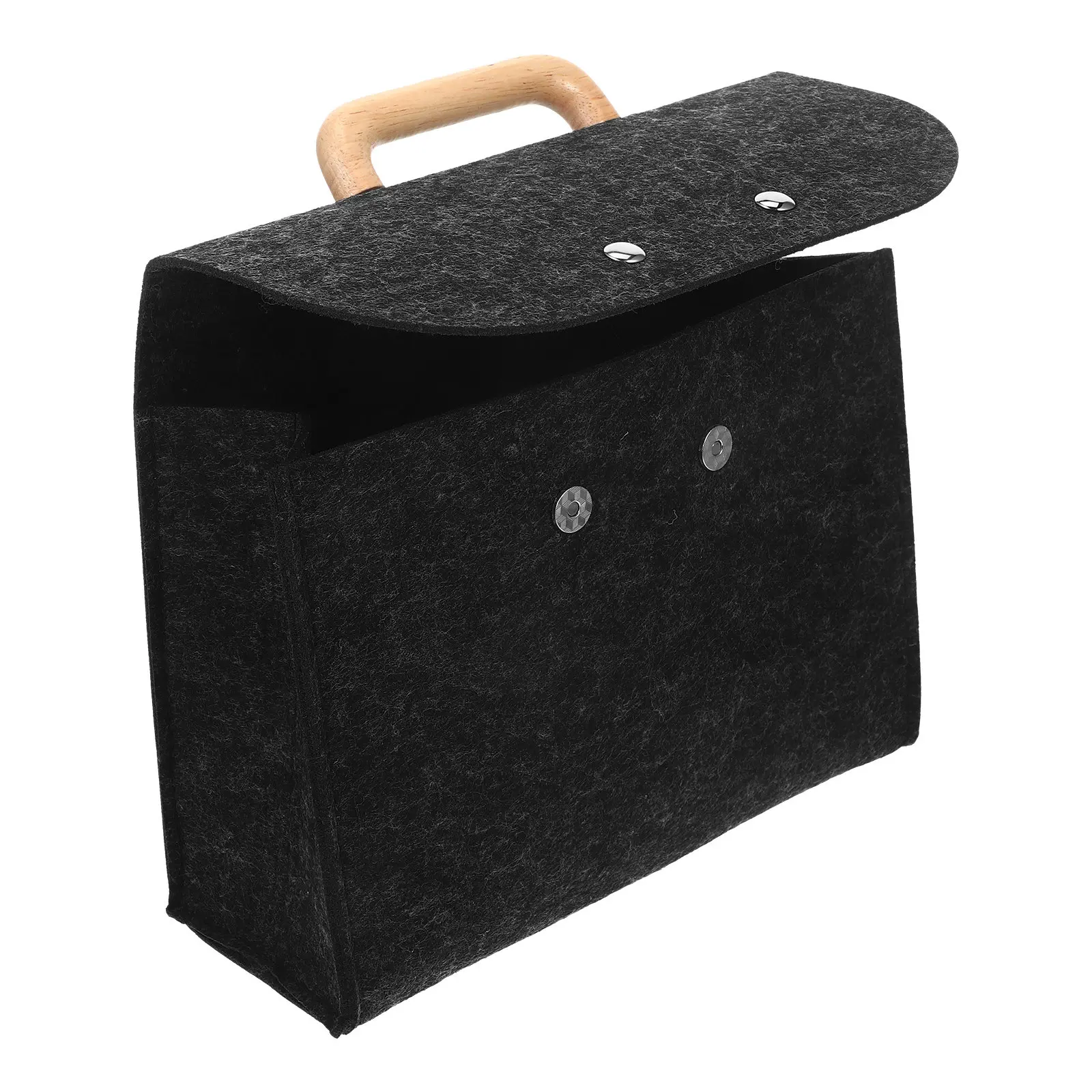 

Премиум-сумка для документов из фетра с деревянной ручкой, большая вместимость, для офиса, файлов, документов, ежедневных поездок, органайзер