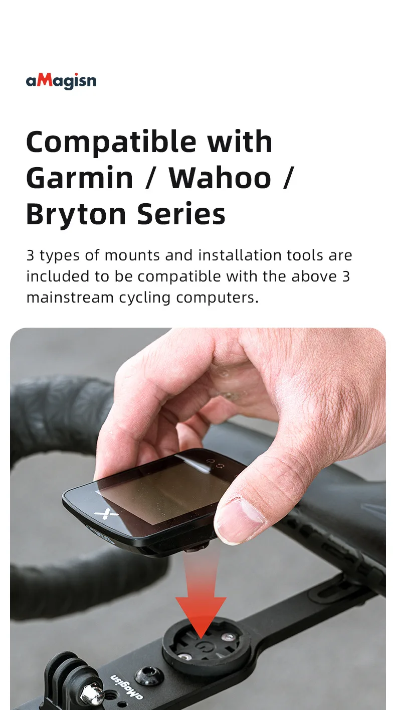 aMagisn Fahrradcomputer-Halterung aus Aluminium mit 1/4-Zoll-Gewinde und 3-Pin-Anschluss für Garmin, Wahoo, Bryton & GoPro 13, DJI Insta360 Action-Kamera Zubehör – Detail 5