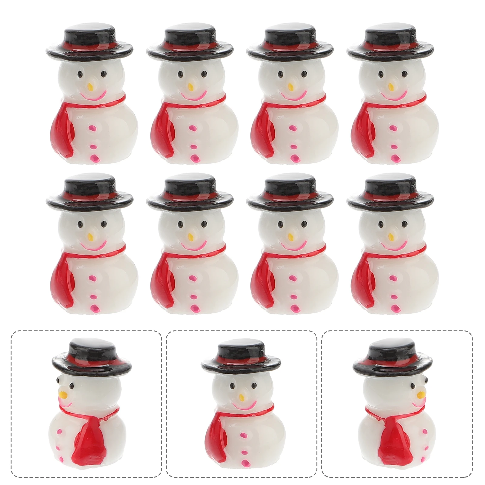 

10 Pcs Accessories Snowman Ornaments Mini Christmas White Resin Tiny Small s