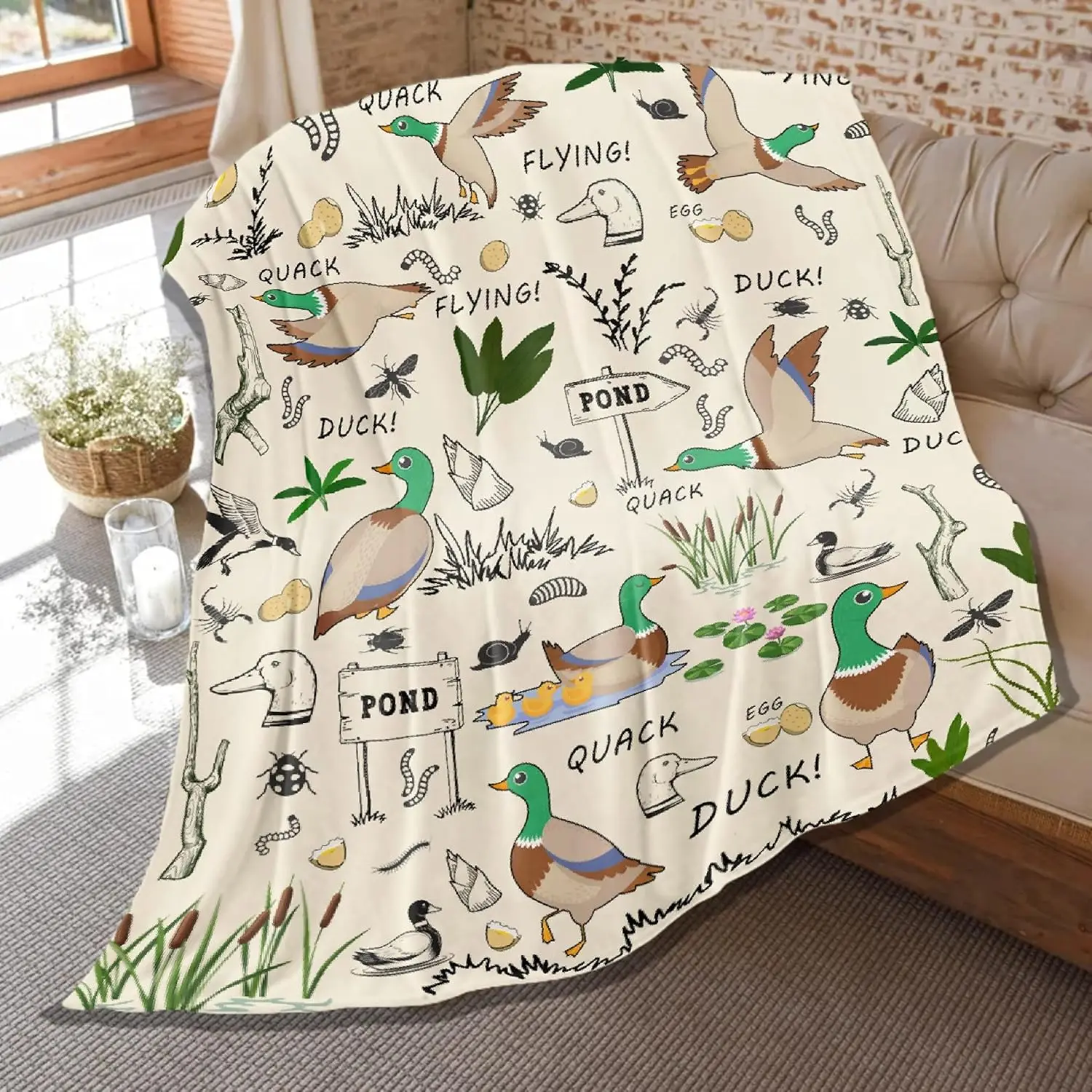 

Du Blanket For Women Men, Cute Mallard Ducks Gifts, Soft Lightweight Flannel Throw Blanket With Mallard Ducks, Cute Du