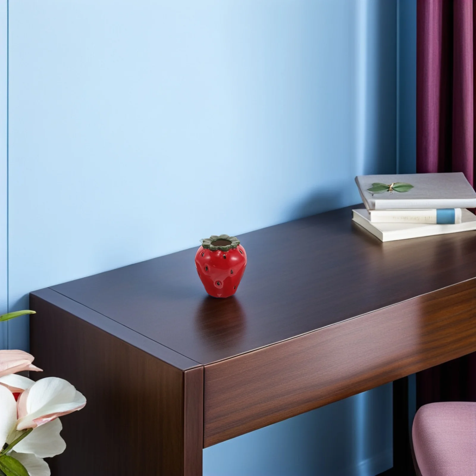 

Decorative Strawberry Vase Ceramic Fruit Flower Pot for Party Centerpiece Whimsical Home Office Decor Unique Handcrafted Style