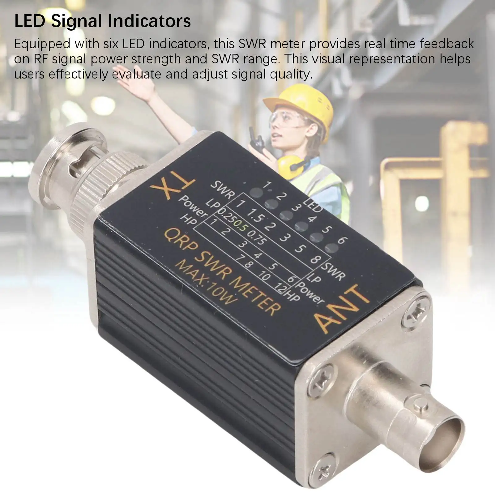 مقياس نسبة واقفة SWR متر 10 واط 1 إلى 50 ميجا هرتز مقياس نسبة قائمة مع 6 مؤشرات LED لنظام البث الراديو