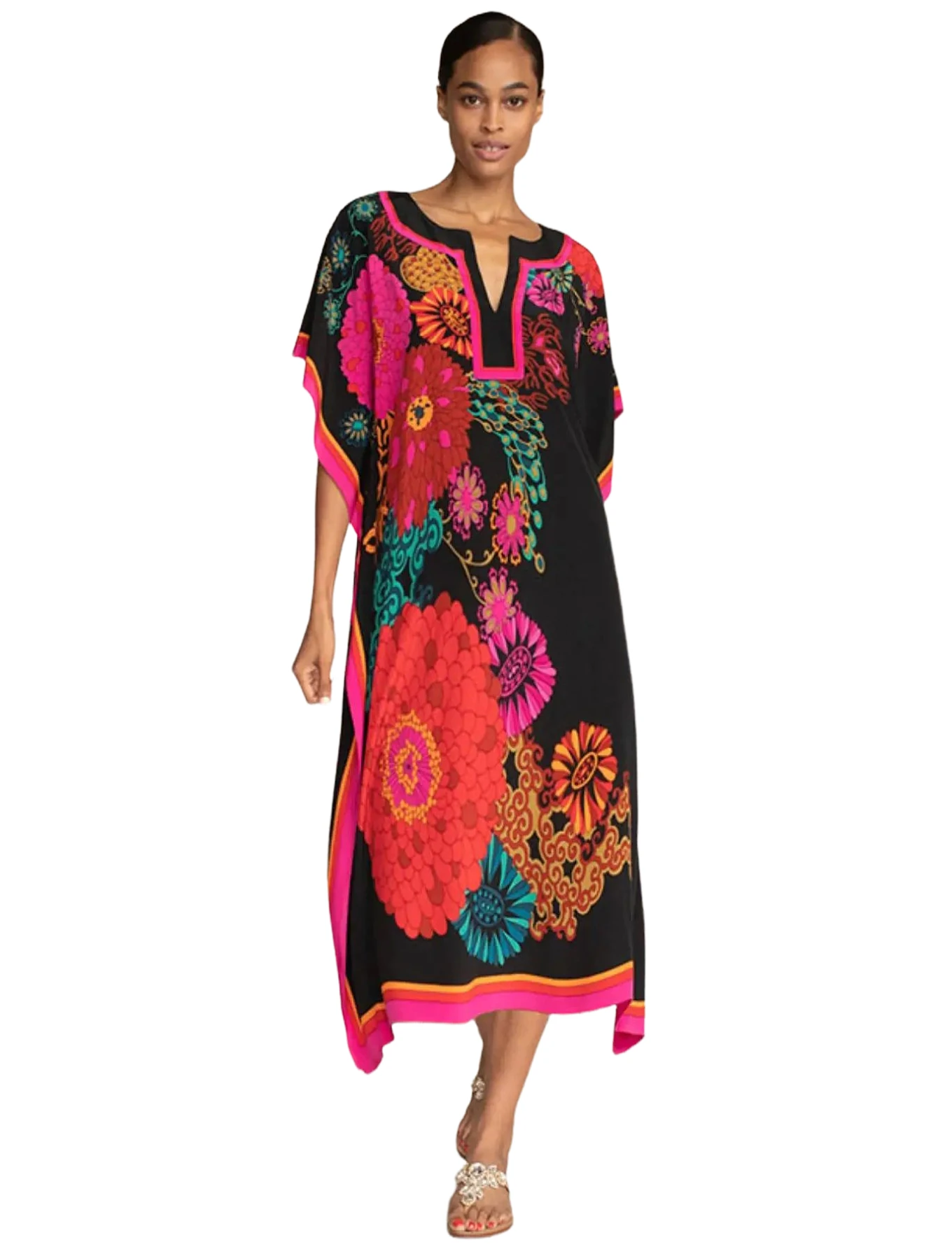 Abiti caftano da donna Costume da bagno taglie forti Copricostume con scollo a V Abito a pipistrello Abiti mumu caftano marocchino vestibilità ampia