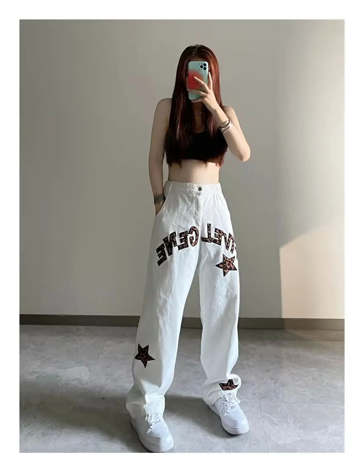 

Spring n retro black parachute jumper wide-legged charge pants 2024 new drawstring cargo pants women