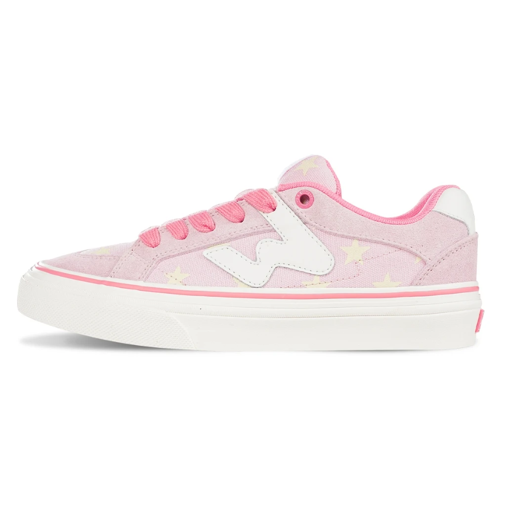 

Olli Skate Pink Star Suede Canvas Stitching Skateboard Shoes - Unisex Sport Style