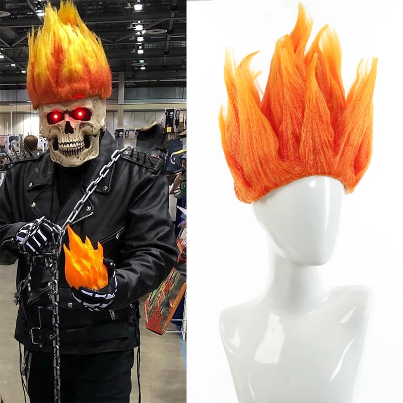 

Парик на Хэллоуин, оранжевая голова пламени, голова эльфа, жемчуг дракона, парик Сунь Укун, гарнитура, COS, волшебный эльф