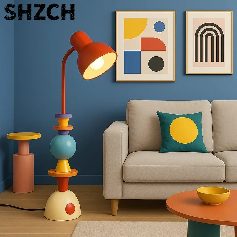 Creative Dopamine Sculpture Floor Lamp Art Ornament Adjustable Lamp Head Decor Standing Light Bedroom Kids Room Reading Lamp