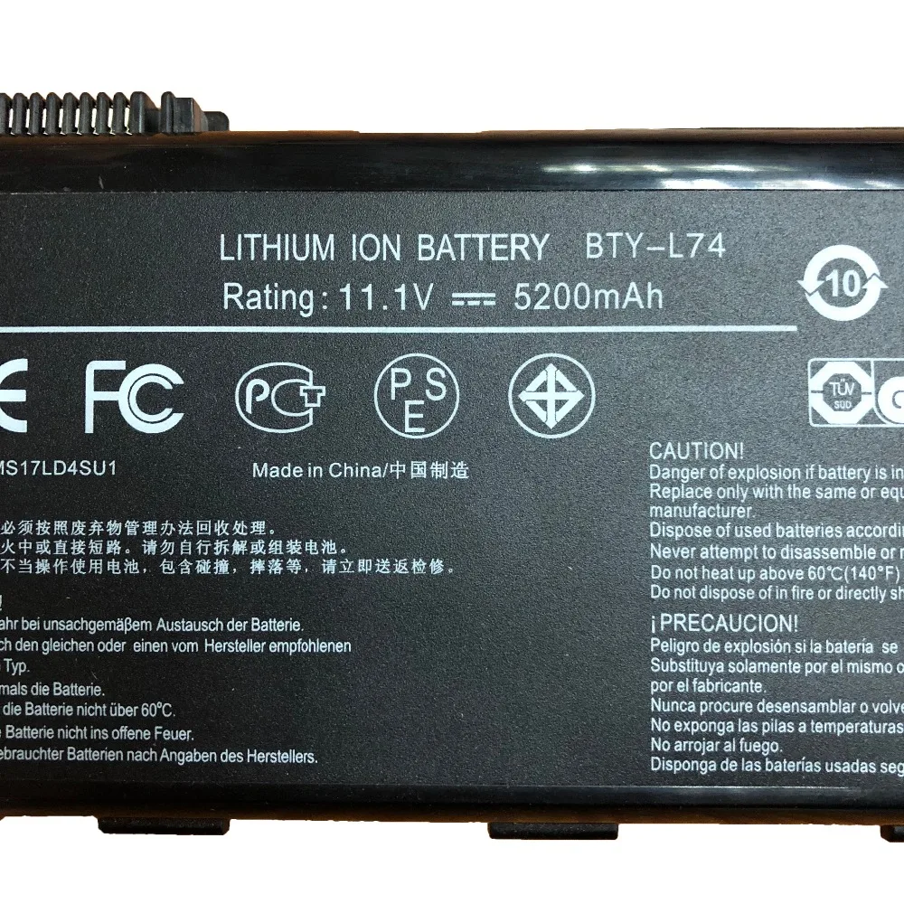 11.1v 5200mah Bty-L74新ノートパソコンのバッテリーBTY-L74 msi A6200 CR600 CR610 CR620 CR700 CX-600 CX610 CX700