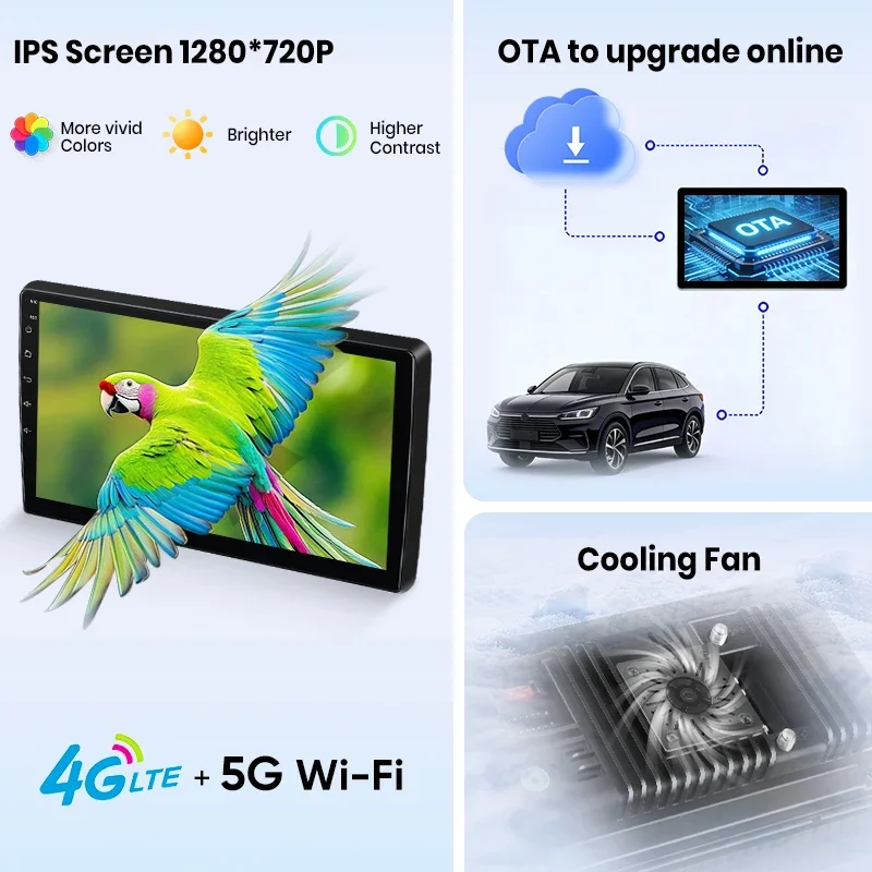 Junsun Android 15 Car Multimedia Player Touch Screen Head Unit Stereo Radio for Toyota Tacoma 2016 2017 2018 2019 2020 2021 Built In Wireless Carplay Android Auto GPS Navigation Bluetooth 5.0 4G LTE 5G WiFi AI Voice Control - view 4