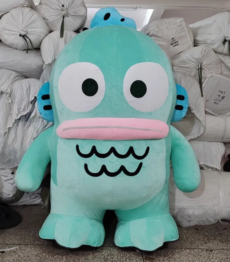 

MIniso Sanrio Inflatable Hangyodon Mascot Costume Cute Blue Fish Blow Up Walking Doll Clothes Halloween Chrismtas Party Dress