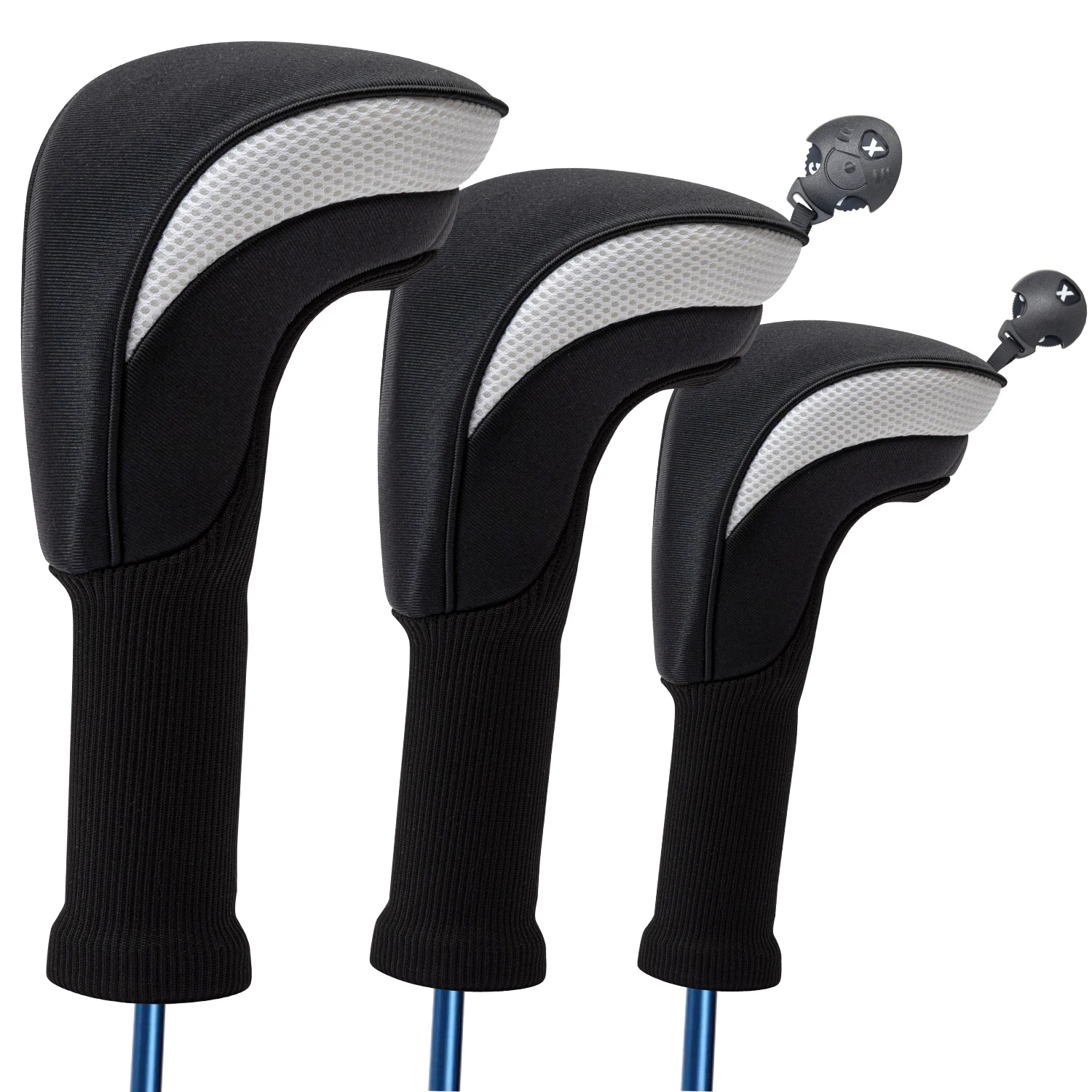1PC/3PCS Golf Club Headcover, Black White Plain No Pattern, Driver & Fairway Wood Protective Cover, Golf Accessories