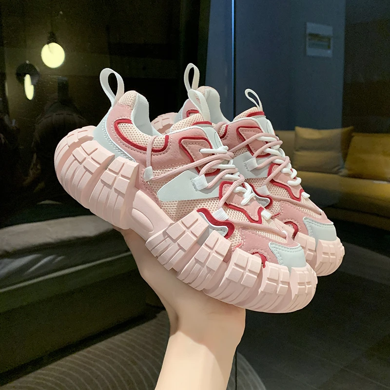 

High Appearance Level Tire Thick Sole Thin Fashion All Lightweight Comfortable Non-slip Breathable Casual Women's Single Shoes