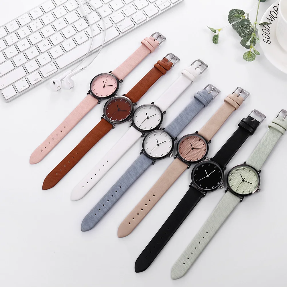 

Quartz Watch Women Stylish Watches Straps Digital Wood Grain Dial Wrist Watch Fashion Accessories