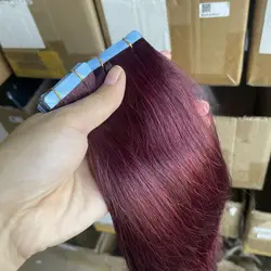 99J# Real Human Hair Tape In Hair Extensions 20pcs/pack Natural Straight Remy Tape Hair 12-20 inches 30g