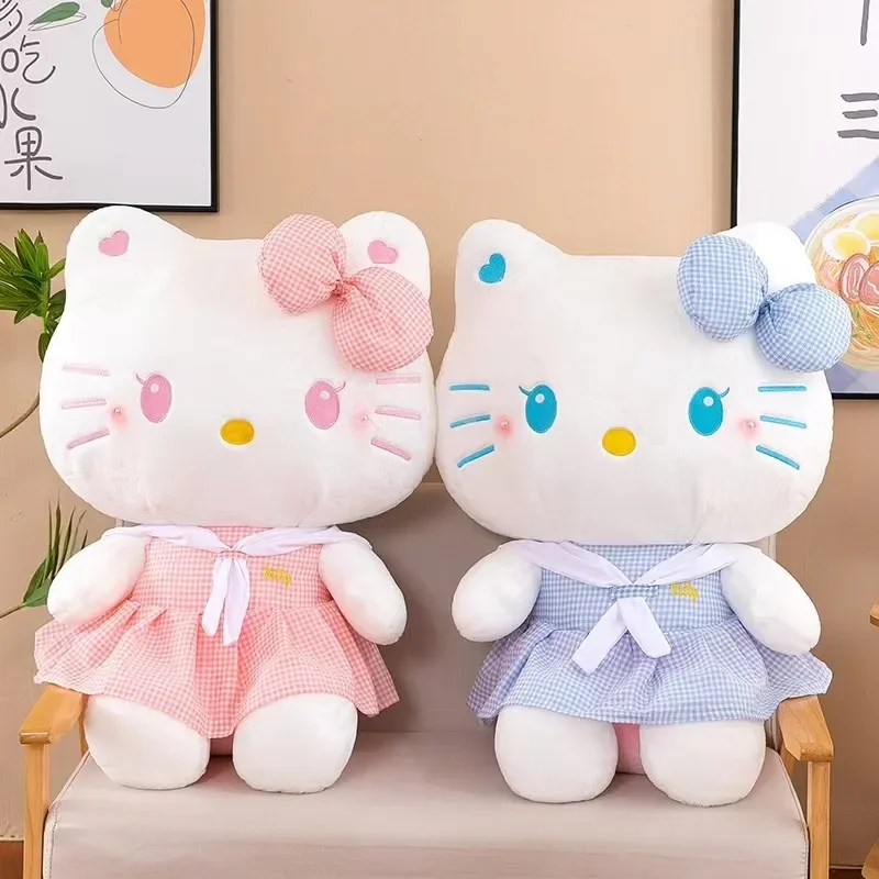 

Плюшевая игрушка Sanrio Kawaii Hello Kitty, платье-юбка, аниме мультяшная кукла, украшение для сна, подушка, подарок для детей на день рождения, 35-55 см