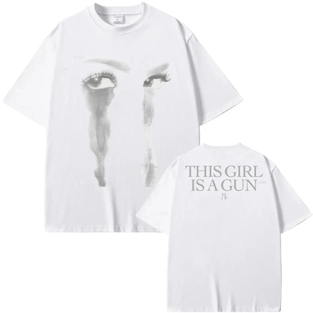 Halsey Singer's same style SAD EYES TEE 2025 Style Summer Casual Tshirt 100% Cotton Comfortable High Quality 100%CottonTops