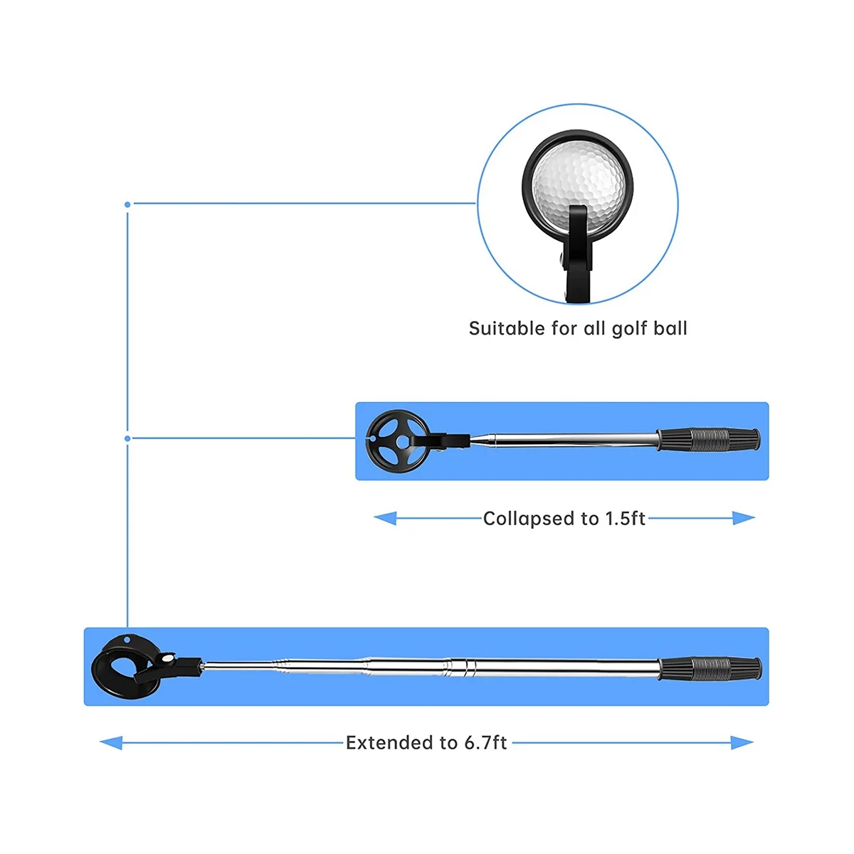 Golf Ball Retriever for Water Telescopic,Stainless Extendable