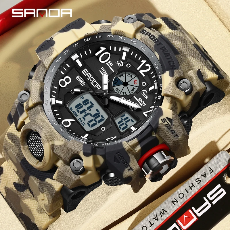 

SANDA Luxury G Style Military Men Watch LED Digital Outdoor Sport Electronic Stopwatch Waterproof Watches Casual Men Wristwatch