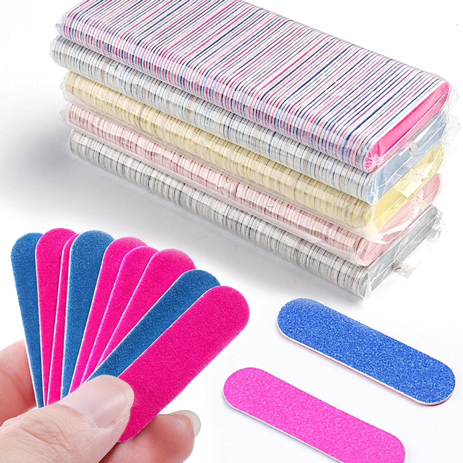 

50/100pcs Double Side Nail Files Mini Wood Sanding Buffer Block Set For Gel Polish Manicure Pedicure Salon Nail Art Tools