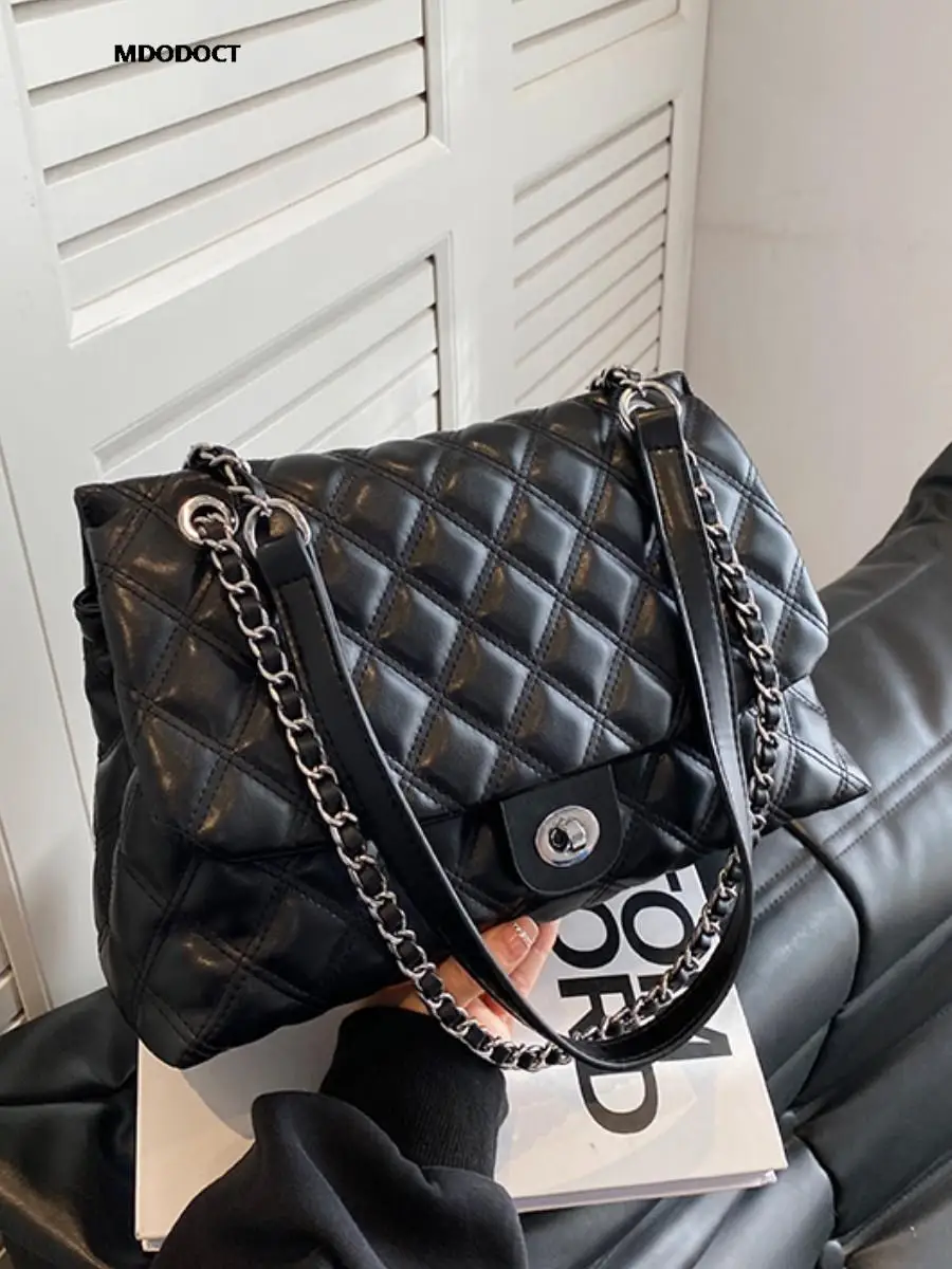 Diamond Lattice Chain Large Capacity Women Shoulder Bags New Luxury Design Classic Crossbody Summer Vintage Simple Style Handbag