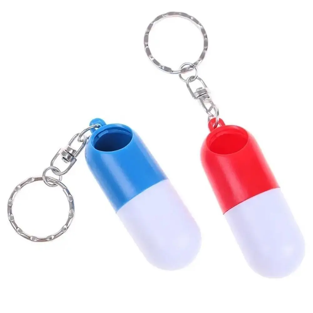 Capsule Shaped Mini Capsule Medicine Box Drug Container Keychain Pill Storage Portable Pill Box