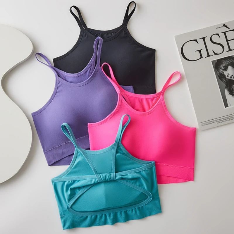 Top a tubo da donna reggiseni sportivi Comfort Crop Top Fitness reggiseno senza cuciture Push Up Bralette Top a fascia traspirante senza schienale