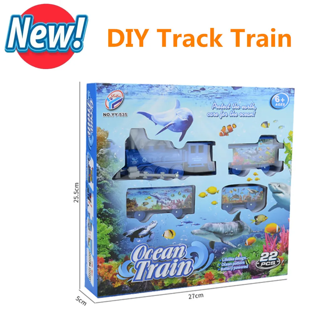 Ocean Sightseeing Zug DIY Montage Ocean Rail Car Track Set Kinderspiel zeug Weihnachten Rail Zug