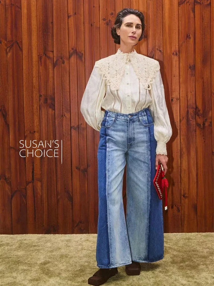 

Susan Australian Royal Sle Long Sve Шелковый льняной топ с вышивкой Cr Color Универсальный топ irt для женщин Удобный для кожи дыхательный...