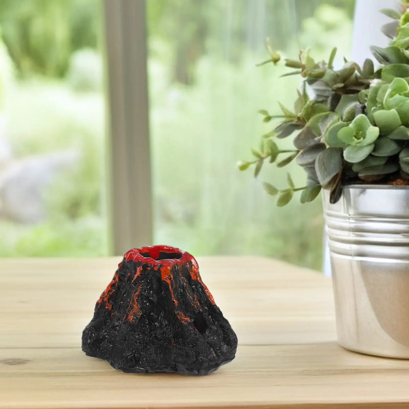 2Pcs Micro Landscape Bonsai Volcano Ornament Resin Miniature Decor for Terrarium Desktop Tabletop Garden Realistic Eruption
