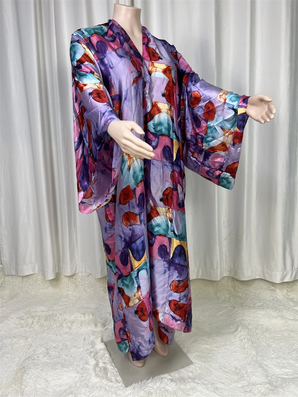 

2024Saudi Arabia's Loose Maxi Dress Summer Printed Bohemian Robe Africa Kaftan Swim Suit Batwing Sleeve Women Cardiga Silk Beach