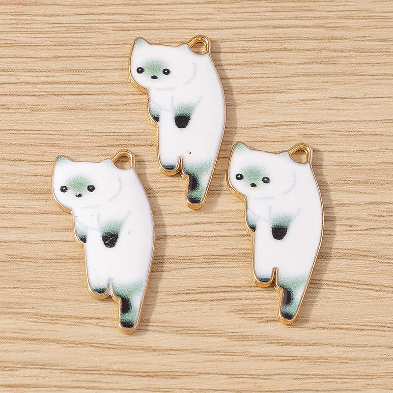 10 Stück 14x29mm Cartoon Tier Charms Emaille Katze Charms Anhänger für Schmuckherstellung Halsketten Ohrringe Armbänder DIY Handwerk Versorgung – Detail 7