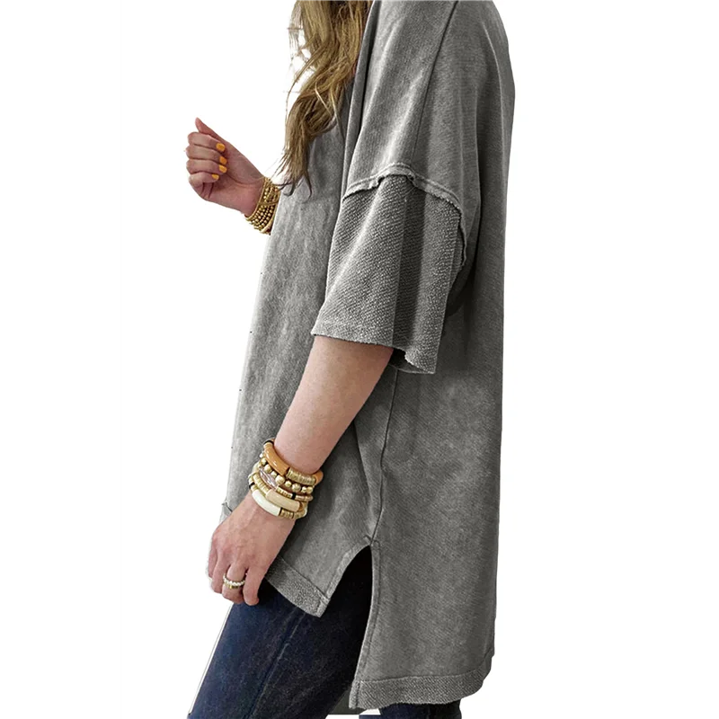 

Футболки оверсайз Летние рубашки с короткими рукавами Повседневные свободные базовые футболки-A55G