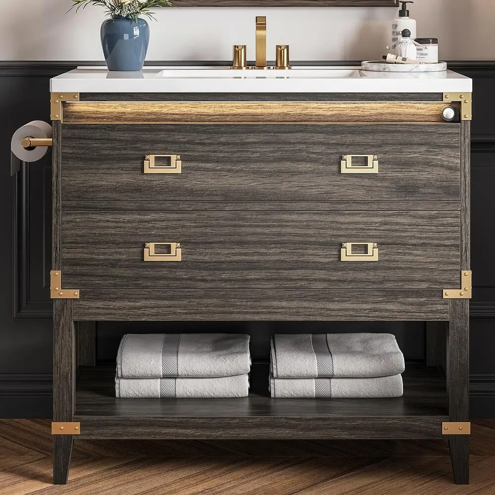 IRONCK Bathroom Vanity with 2 Drawers, 36