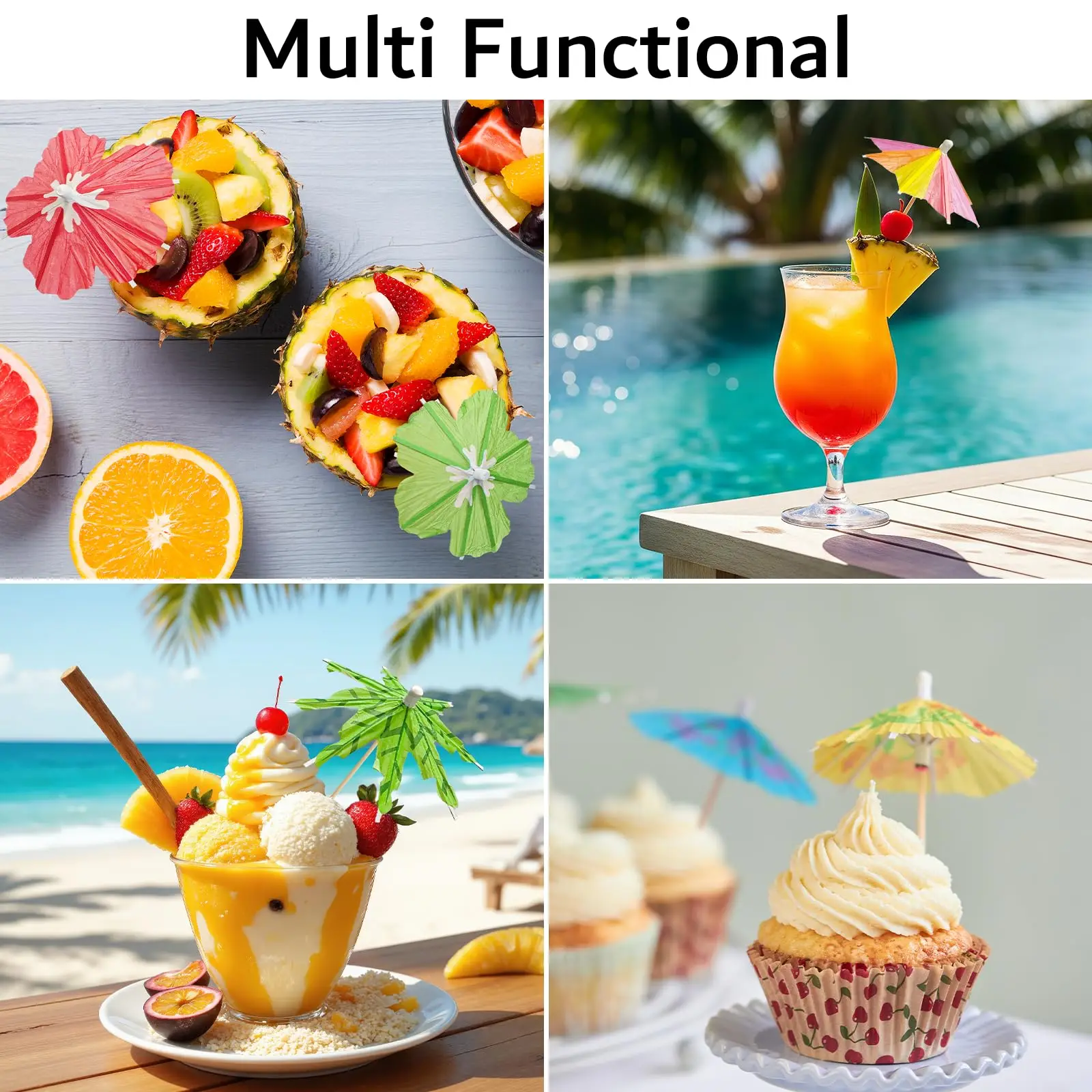 Drink Umbrellas Cocktail Picks Assorted Mini Paper Umbrella Hawaiian Paper Cocktail Picks for Summer Tropical Birthday Party - view 6