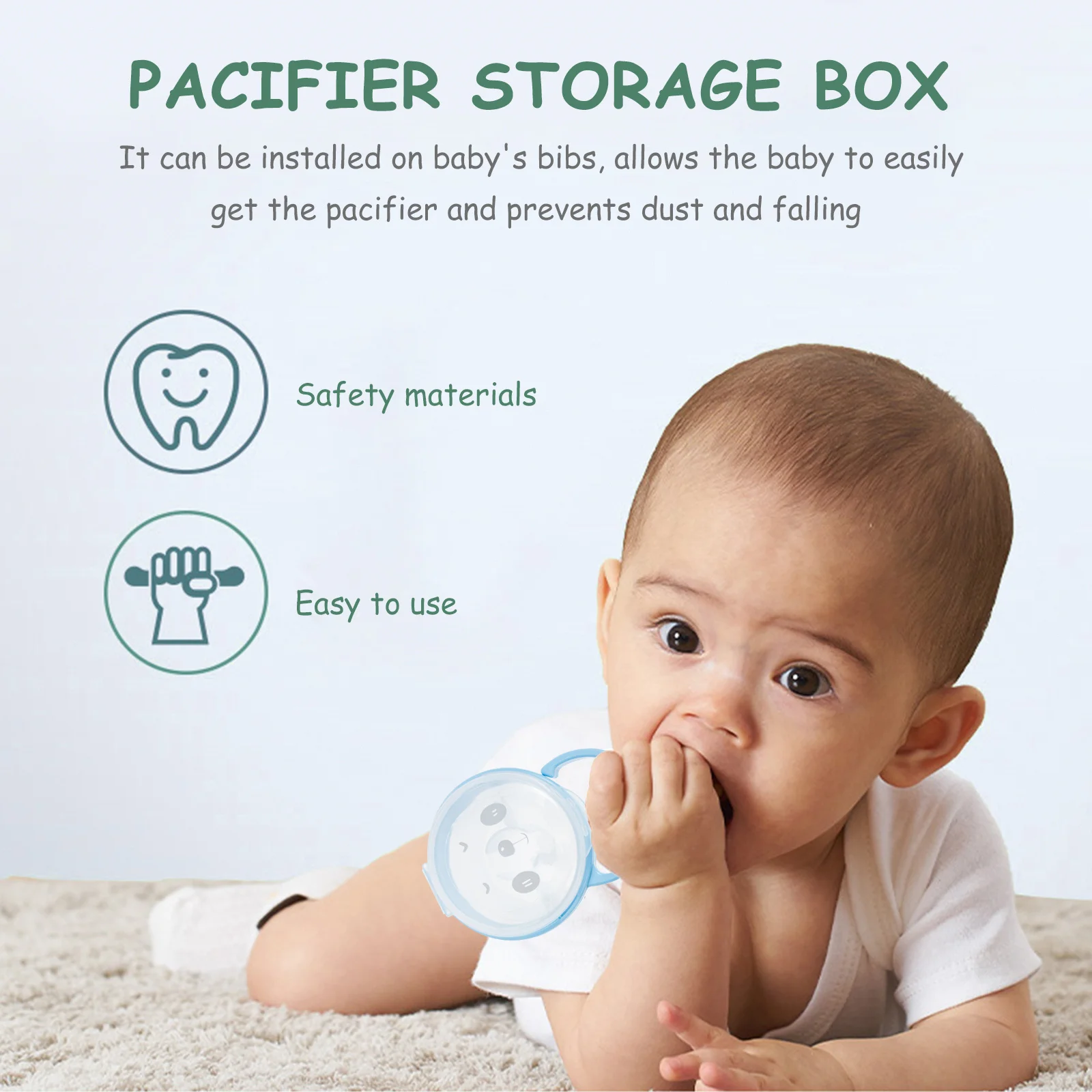 

2Sets Pacifier Storage Boxes Baby Pacifier Case Portable Compact Infant Silicone Chain Clip Travel Storage Holder