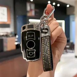 Car Key Fob Case Cover with PU Leather Keychain for BMW E90 E60 E70 E87 3 5 6 Series M3 M5 X1 X5 X6 Z4 E71 E72 E88 E89 E91 E92