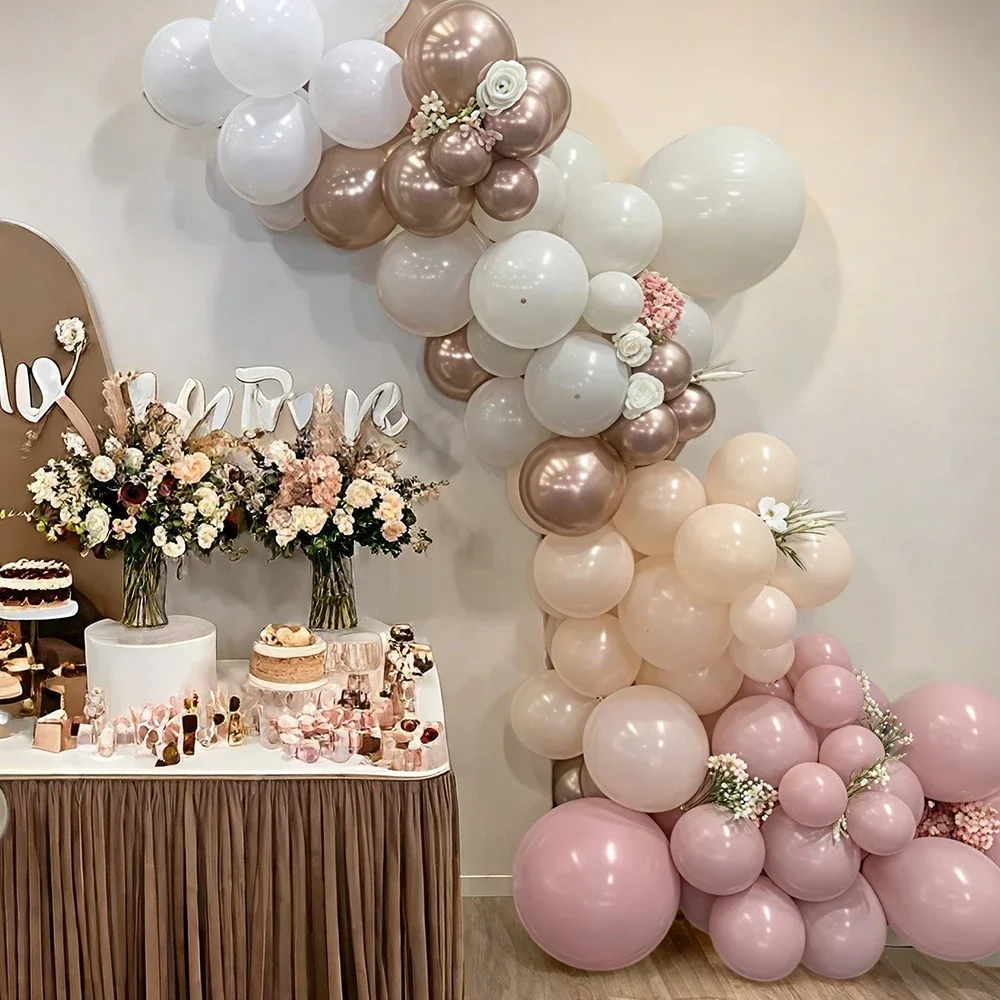 32/52/62pcs Macaron Pink Retro Sand White Champagne Golden Balloons Set For Birthday,Party,Wedding,Valentine's Day, Anniversary