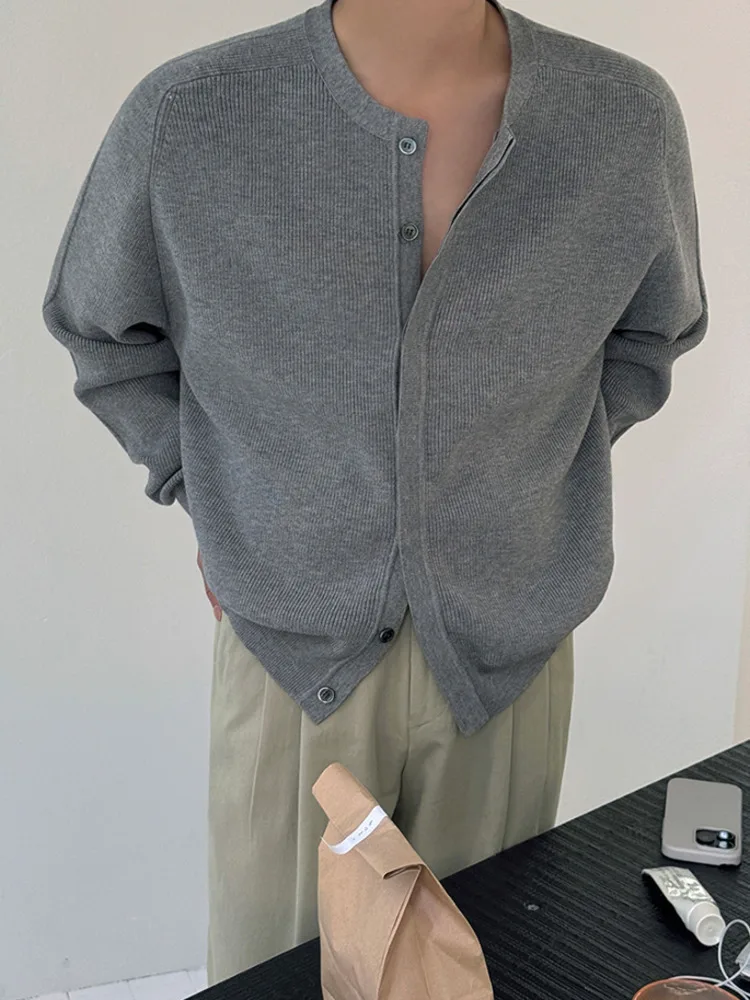 

SYUHGFA мужские свитера в корейском стиле, однотонные однобортные свободные вязаные свитера с круглым воротником, мужской кардиган, осень 2023 г.