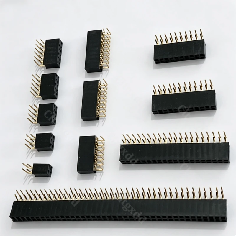 10 Stück 90-Grad-Winkelstecker, zweireihig, Buchsenleiste, 2,54 mm Rastermaß, PCB-Buchsenstecker, 2×3, 2×4, 2×5, 2×6, 2×7, 2×8, 2×20, 2×40 Pins – Detail 3