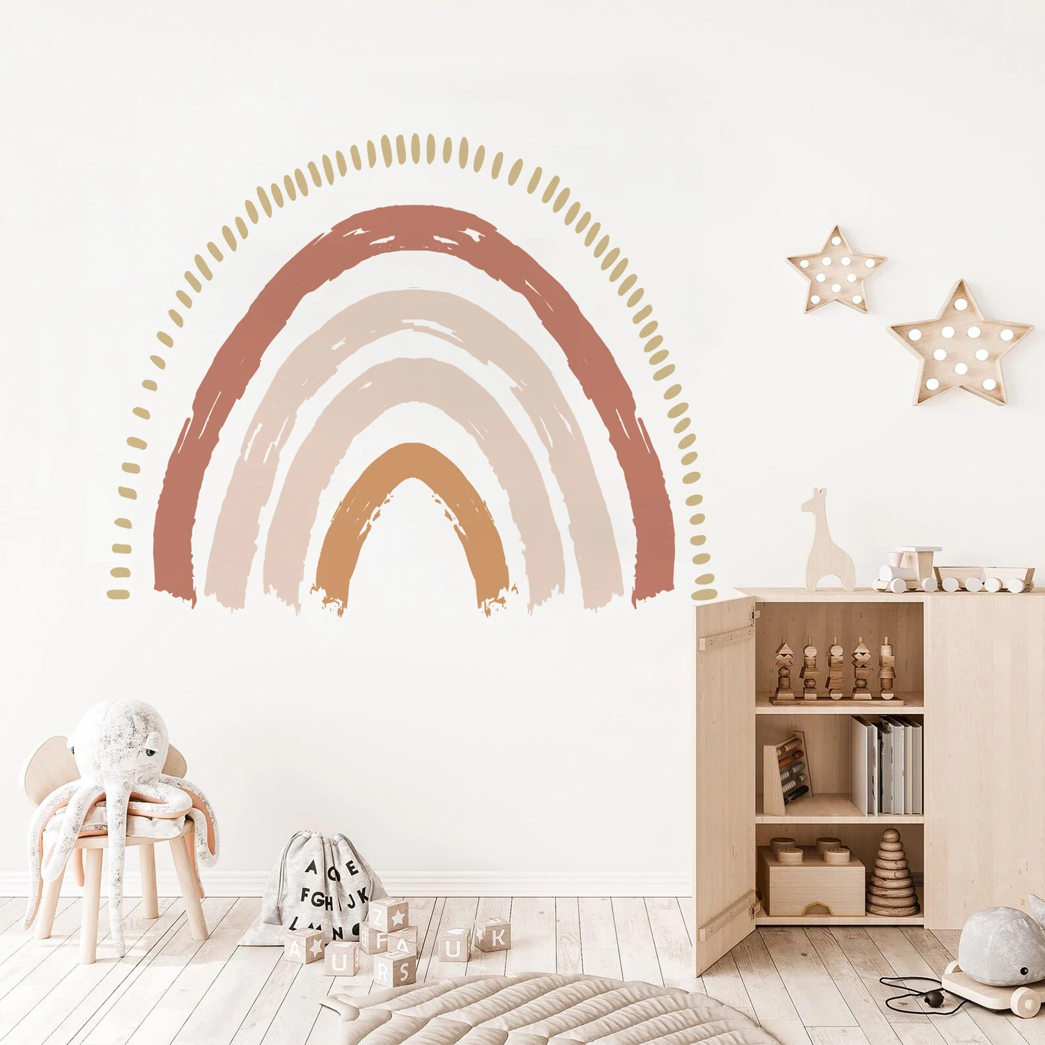 Cartoon Boho Rainbow Wall Sticker Wall Decals Home Decorations Color Mural Sticker Baby Living Bedroom Ornament Home Wallpaper