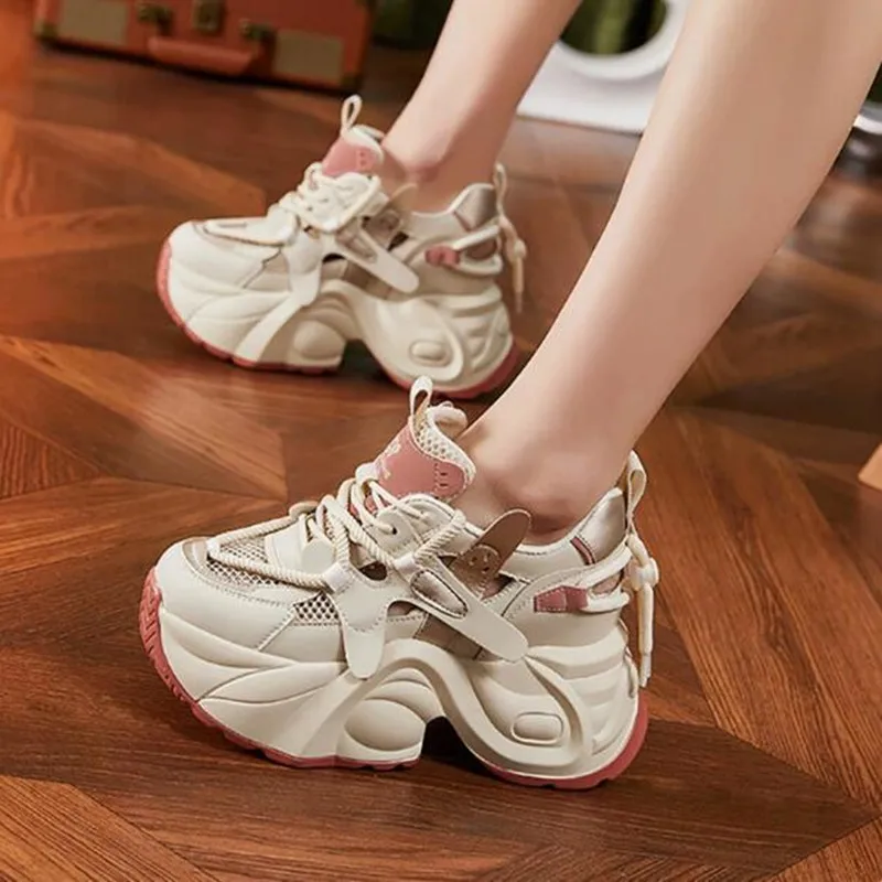 

2026 New High Quality Summer Autumn Women Platform Sneakers Chunky Breathable Mesh Sport Vulcanized Shoes Female Casual Sandals