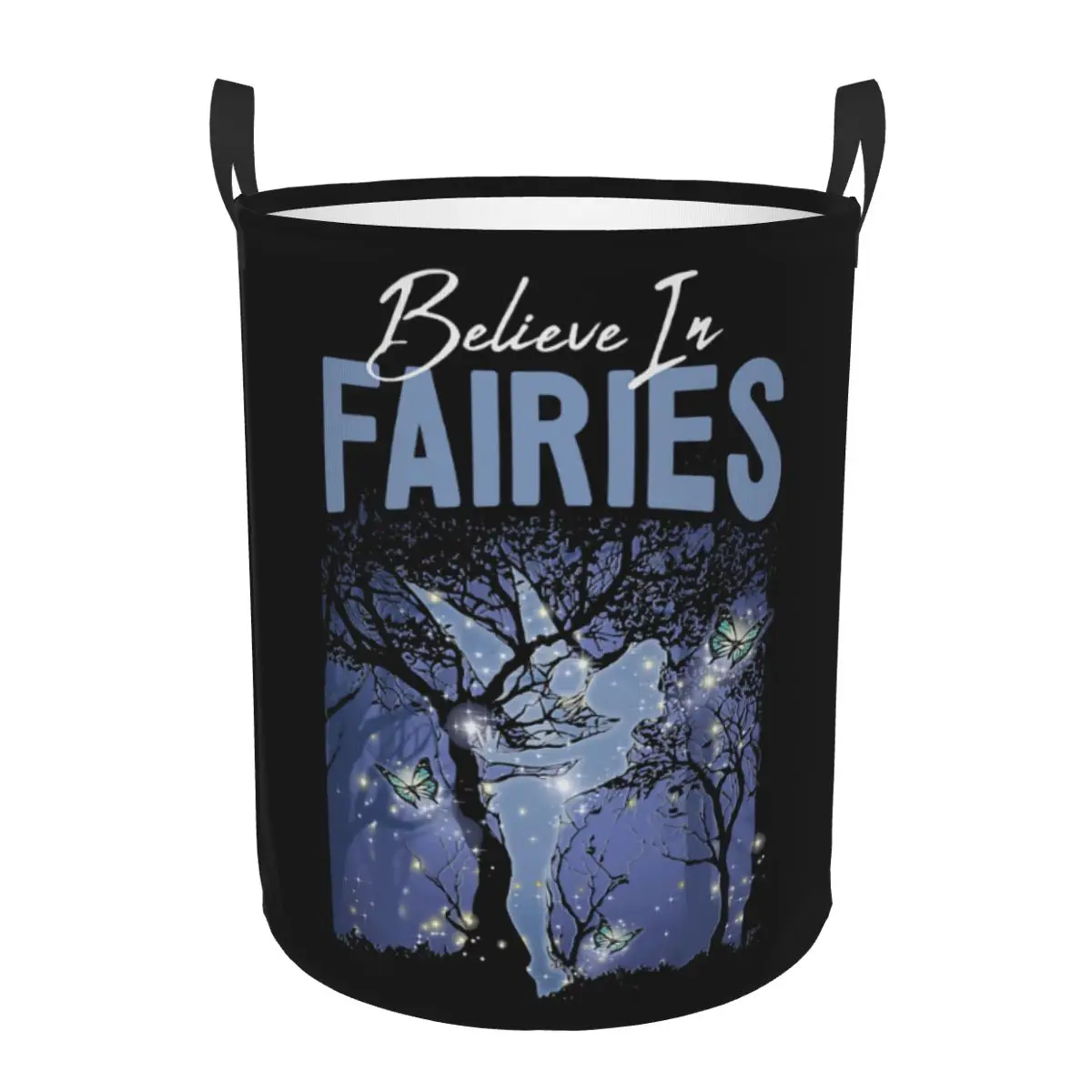 

Custom Peter Pan Tinker Bell Believe In Fairies Laundry Hamper Large Clothes Storage Basket Toy Bin Organizer for Nursery