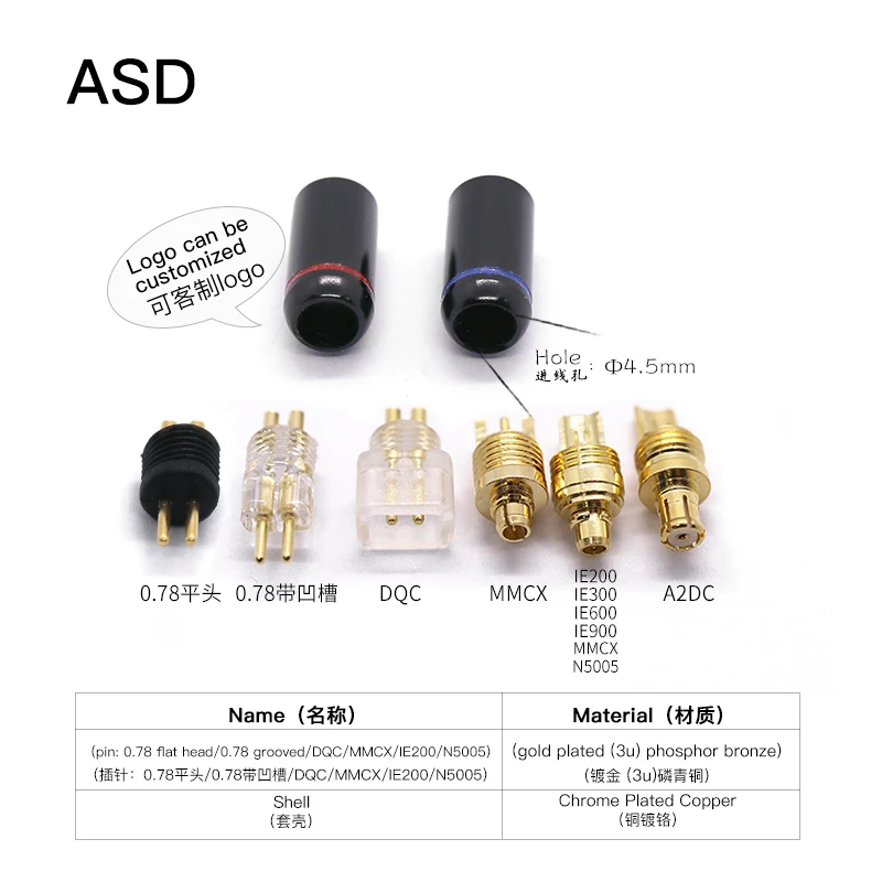 HAKUGEI ASD لتقوم بها بنفسك دبوس مخصص 0.78 Mmcx Qdc شقة 0.78 Ie200 Ie600 Ie900 A2DC N5005